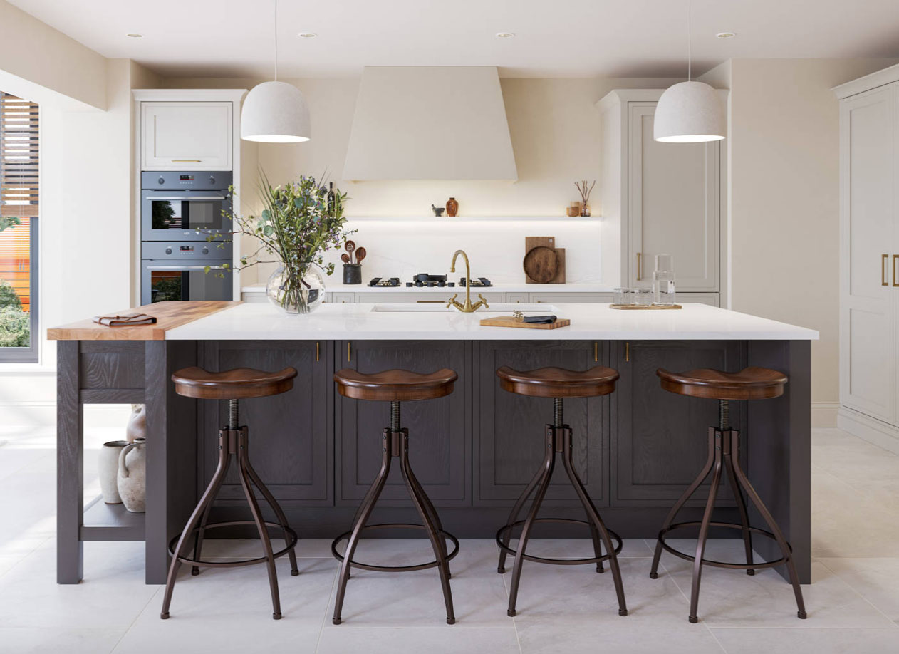 Mornington Vale Inframe Kitchen - Putty and Carbon